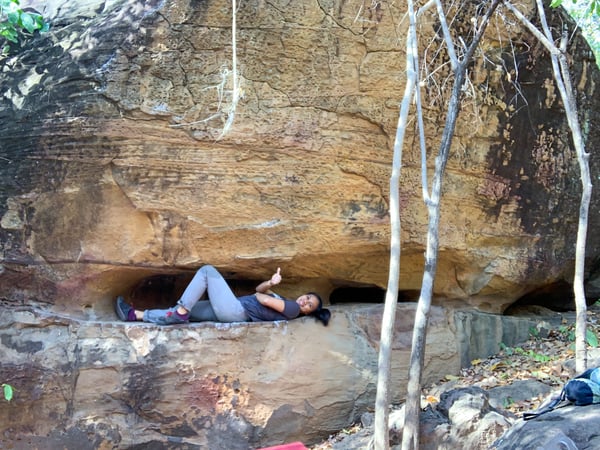 Resting in a boulder