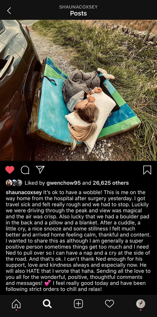 Shauna Coxsey post knee surgery
